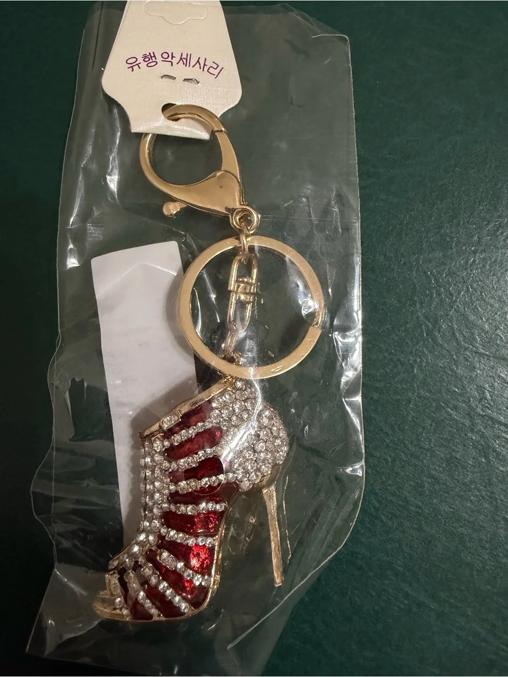 Crystal-Embellished Red High Heel Keyring